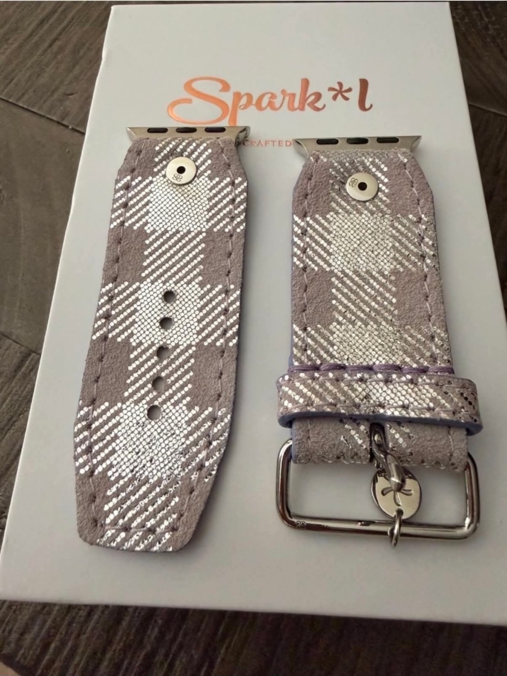 LUXE METALLIC LAVENDER PLAID WITH LAVENDER SLEEK SIVELLA WATCHBAND (SIZE 1, APPL